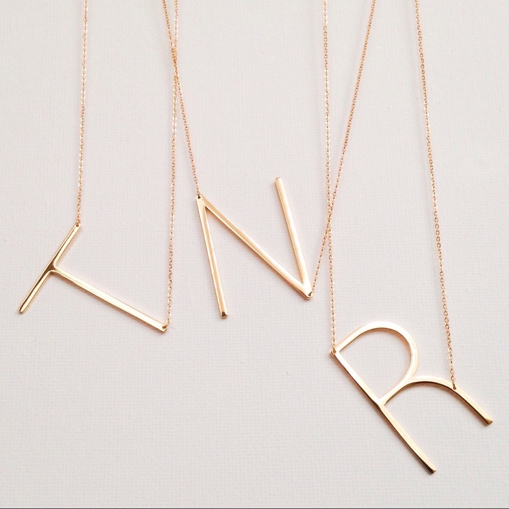 Boho Large Initial necklaces monogram gold jewelry